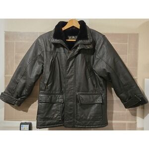 Shebang USA Kids‎ Sz Small 8 Leather Jacket Black Vtg Fur Lined Pilot Motorcycle